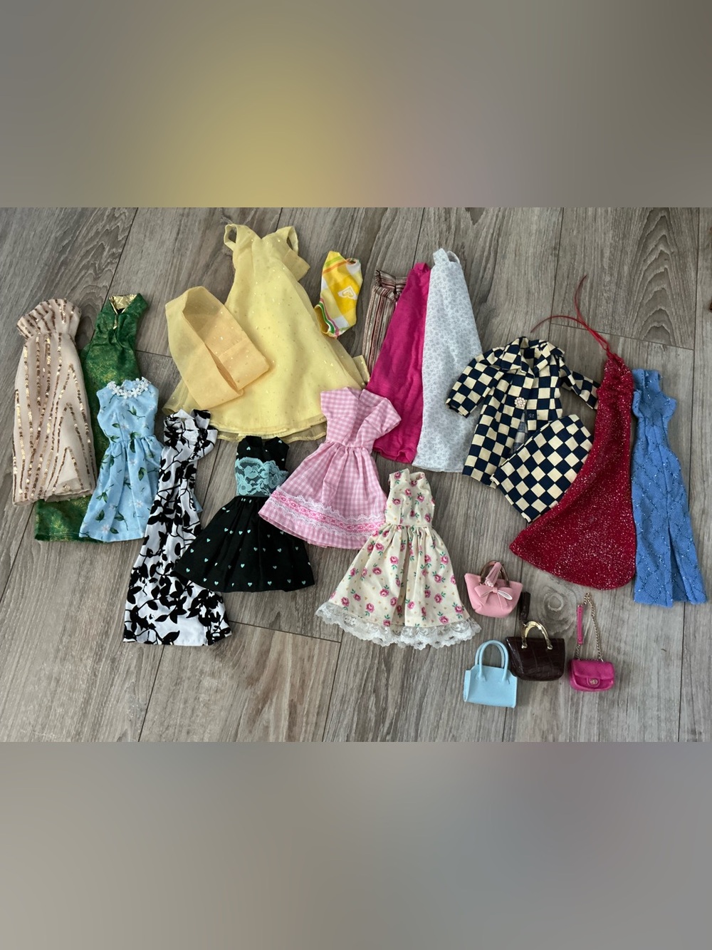 Lot of 15 Homemade 16 in Doll Dresses & 5 Doll Purses Fits Gene & BJD Dolls